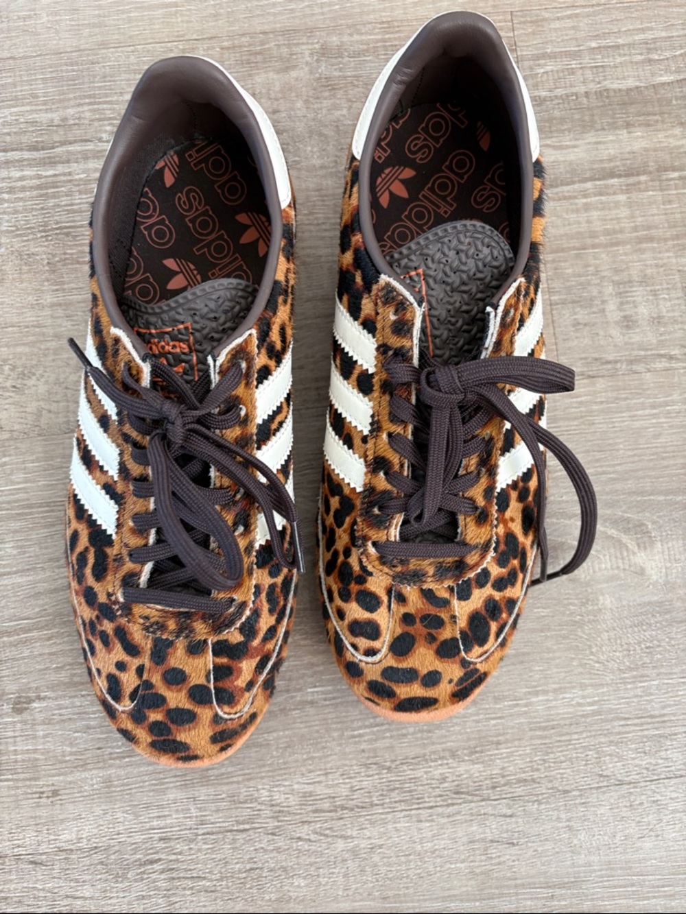 adidas Leopard Print Sneakers with White Stripes